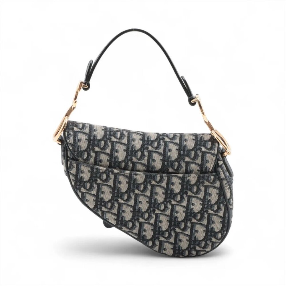 Sold out ❌Christian Dior Oblique Saddle Bag canvas x leather Shoulde - Picture 2 of 8